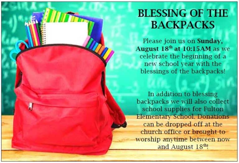 Blessingofbackpacks2019 St Johns Episcopal Church Of Lancaster